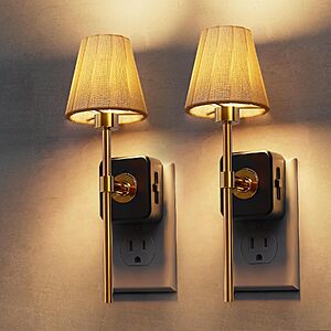 2-Count L LOHAS LED Dimmable Plug-In Night Lights w/ Fabric Shades & Dusk-to-Dawn Sensor (Select Colors) $21.99 ($11 each) & More + Free Shipping w/ Prime or on $35+