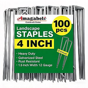 100-Pack 4" Amagabeli 12-Gauge Galvanized Steel U-Shaped Landscape Staples $3.49 + Free Shipping w/ Prime or on $35+