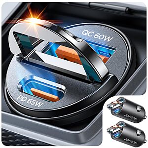 [Prime] 2-Pack Joyroom 125W Flush Fit USB-C Car Charger $10.99 + Free Shipping