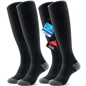 2 pair Benirap Compression Socks for Women and Men, 15-20 mmHg Circulation Support $9.73
