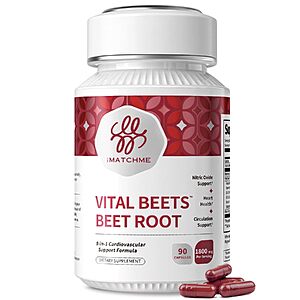 90-Count iMATCHME Vital Beets 1800mg Beet Root Capsules $8.09 w/ S&S + Free Shipping w/ Prime or on $35+