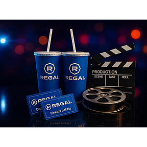 2 Regal Cinemas Movie Tickets + 2 Drinks from $23 (Digital Delivery)