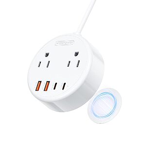 5' 1080J Ntonpower 6-in-1 Magnetic Power Strip w/ 2 AC Outlets, USB-C & USB-A Ports (White) $10.99 + Free Shipping w/ Prime or on $35+