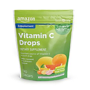 140-Count Amazon Basic Care Vitamin C Supplement Drops, Lemon, Orange & Grapefruit $2.37 w/ S&S + Free Shipping w/ Prime or on $35+