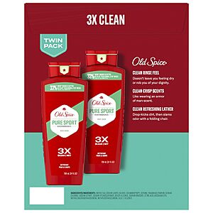 $29.03 or less S&S, $5 off 6 x Old Spice Body Wash for Men, Lasting Pure Sport Scent, 24 fl oz (3 x 2)