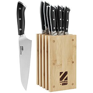 Zakarian by DASH 11-Piece German Steel Kitchen Knife Set w/ Magnetic Bamboo Block (Black) $32.19 + Free Shipping w/ Prime or on $35+