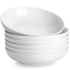 6-Pack 42-Oz MALACASA Porcelain Wide Shallow Pasta Bowls $20.51 + Free Shipping w/ Prime or on $35+