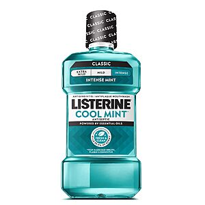 $3.90 S&S CLIP Q Listerine Cool Mint Antiseptic Mouthwash, Intense Mint, 33.8 fl. oz/1 L