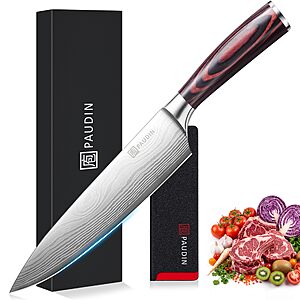 PAUDIN Chef Knife, 8 Inch High Carbon Stainless Steel Sharp Kitchen Knife with Ergonomic Handle $21.99 AC + Free Shipping