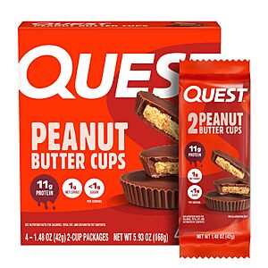Quest Nutrition Peanut Butter Cups, 11g Protein, 1g Sugar, Low Carb, Gluten Free, Keto Friendly, 4 Count $6.08