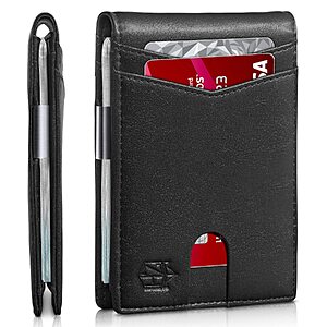Zitahli Money Clip Wallets for Men,Slim Bifold Wallet 10-12 Cards, Mens Leather Wallet with ID Window,RFID Blocking Thin Minimalist Credit Card Holder $4.74