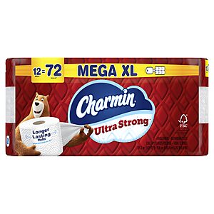 $15.99 S&S CLIP Q Charmin Ultra Strong Toilet Paper 12 Mega XL Rolls, 330 Sheets Per Roll = 72 Regular