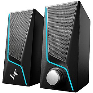 Nylavee Computer Hi-Fi Stereo Speakers w/ 9 RGB Lighting Modes & Bass Boost $19.99 + Free Shipping w/ Prime or on $35+
