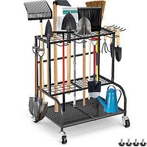 3-Tier Rolling Metal Garden Tool Organizer Rack w/ Hooks $41.99 + Free Shipping w/ Walmart+ or on $35+