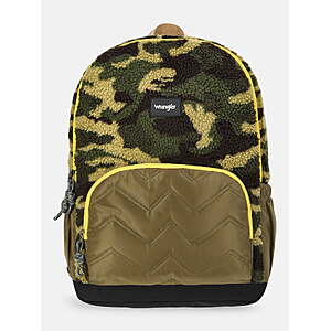 Wrangler Unisex 17" Plush Camo Backpack, Olive