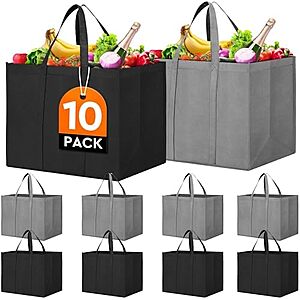 [Prime] $15.99* | 10-Pk WISELIFE Large Foldable Reusable Grocery Tote Bags at Amazon