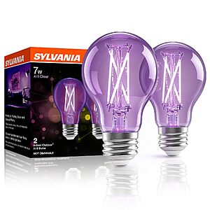 2-Pack Sylvania A19 7W Black Light LED Bulb (E26 Medium Base) $5.00 + Free Shipping w/ Prime or on $35+