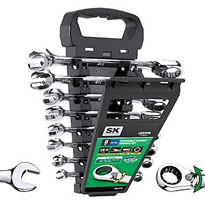 $51.99, SK Reversible Ratcheting Combination Wrench Set, 8-Piece, Metric, 72-Tooth