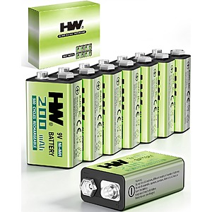 8-Pack HW 9V NiMH 200mAh Rechargeable Batteries $14.82 w/ S&S + Free Shipping w/ Prime or $35+ Orders