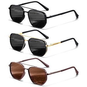 KUGUAOK Polarized Aviator Sunglasses for Women UV Protection 3 Pack $9.79 + Free Shipping