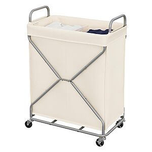 2-Section 160L StorageWorks Canvas Laundry Sorter w/ Wheeled Metal Frame (Beige, Grey) from $16.49 + Free Shipping w/ Prime or on $35+