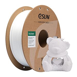 Prime: eSUN PLA Basic 3D Printer Filament 1.75mm 1KG Spool White $9.99 + Free Shipping