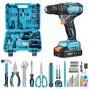 Seesii 20V Power Drill Set, 183Pcs Tool Kit with Toolbox for Home DIY $32.99