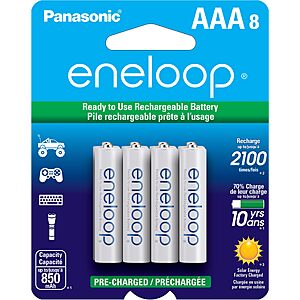 8-Pk Panasonic eneloop AAA Rechargeable 800mAh Ni-MH Batteries $15.99 + Free Shipping w/ Prime or on $35+