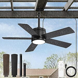 Fanbulous 42" Outdoor Ceiling Fan with Light black $49.99 + Free Shipping