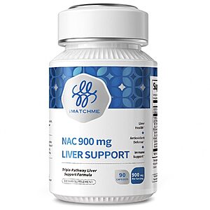 180-Count iMATCHME NAC 900mg Liver Support Supplement w/ Milk Thistle, Turmeric & Glutathione $10 w/ S&S + Free Shipping w/ Prime or on $35+