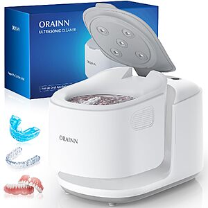 30W Ultrasonic Retainer Cleaner Machine,IPX7 Waterproof Dental Cleaning Pod,45kHz Denture Dome With UV Light,3 Modes $27.99