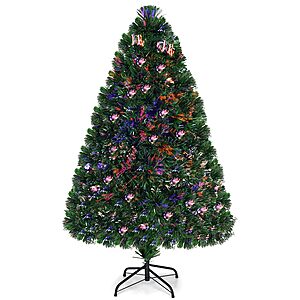 Goplus 4ft Pre-Lit Fiber Optic Christmas Tree with 125 Branch Tips, Colorful Lighting and Foldable Metal Base $31.58 + Free Shipping /w Prime