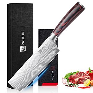 PAUDIN Nakiri Knife - 7" Razor Sharp Meat Cleaver and Vegetable Kitchen Knife $24.99