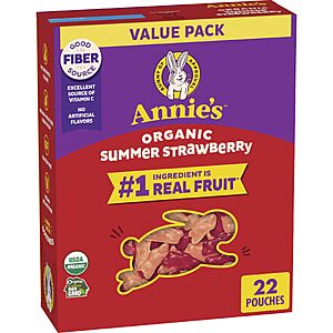 [S&S] $6.83: Annie's Organic Bunny Fruit Flavored Snacks, Variety Pack, 22 Count, 15.4 oz