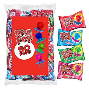 50-Count Ring Pop Assorted Fruit Flavor Halloween Lollipops $15.32 w/ S&S + Free Shipping w/ Prime or on $35+