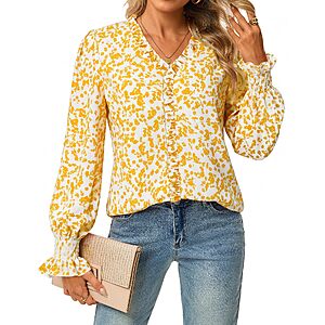 GRACE KARIN Womens Long Sleeve Boho Ruffle Work Blouses - $8.24 - $10.99 AC