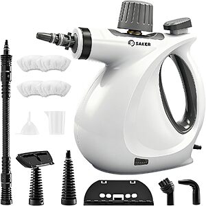 [Prime] Saker 1050W Handheld Portable Steam Cleaner w/ 350ml Tank & 4 Fiber Cloths $20.99 & More + Free Shipping