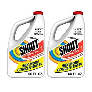 Shout 2-pack Combo 60 fl. oz. Triple-Acting Liquid Refill Fabric Stain Remover $6.85