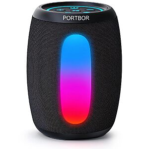 Portbor Bluetooth Speaker with Dynamic RGB Lights - $19.19 After coupon