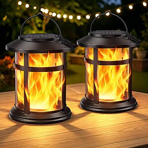2-Pack BONLION Solar Flickering Flame Hanging Lanterns $12.30 ($6.15 each) + Free Shipping w/ Prime or on $35+
