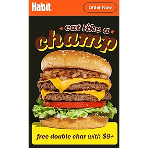 Habit Burger and Grill: FREE Double Charburger with $8+ purchase