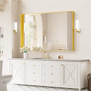 47" x 30" Koonmi Brushed Aluminum Framed Bathroom Wall Mirror (Gold) $19.99 + Free Shipping w/ Prime or on $35+
