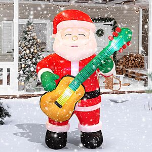 6.5 FT Christmas Inflatable Santa Claus with Guitar, Blow Up Santa Christmas Decorations $27.49