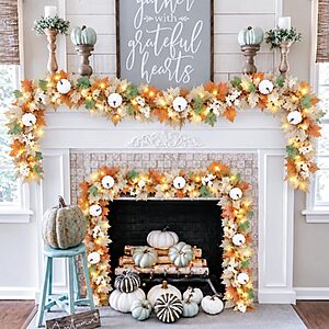 6-Pack 5.9' CQURE Artificial Fall Maple Leaf Garland w/ LED Lights $16.49 + Free Shipping w/ Prime or on $35+