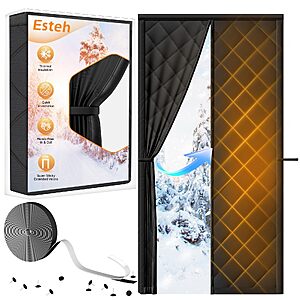 Magnetic Thermal Insulated Door Curtain for Winter Fits Door Size 32" x 80" $17.49