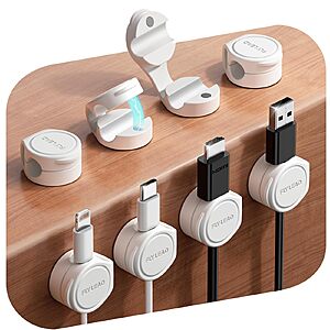 FLYLEAD 8-Pack Silicone Cord Organizer Magnetic Cable Clips $4.75
