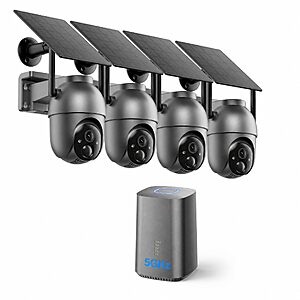 (4-Pc) SEHMUA Security Cameras Wireless Outdoor Kit, Built-in 64GB, Solar Powered, 360° Full Live View, 4MP Color Night Vision, Smart Detection $120.99