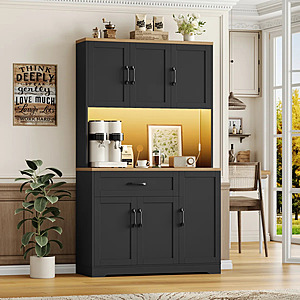 71" Nyanza Tall Kitchen Pantry w/ Power Outlet & Microwave Shelf $173.99 + Free Shipping