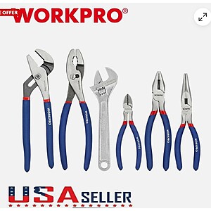 WORKPRO 6PC Steel Plier Wrench Set Diagonal Linesman Pliers Adjustable Wrench US $8.71 AC @ebay