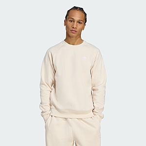 adidas men Trefoil Essentials Crew Sweatshirt (Wonder White / White) $15.6